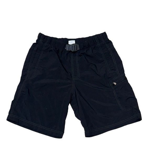 Men's Columbia Nylon Elastic‎ Waist Shorts with Belt Black 9" Length Size Small - Picture 1 of 6